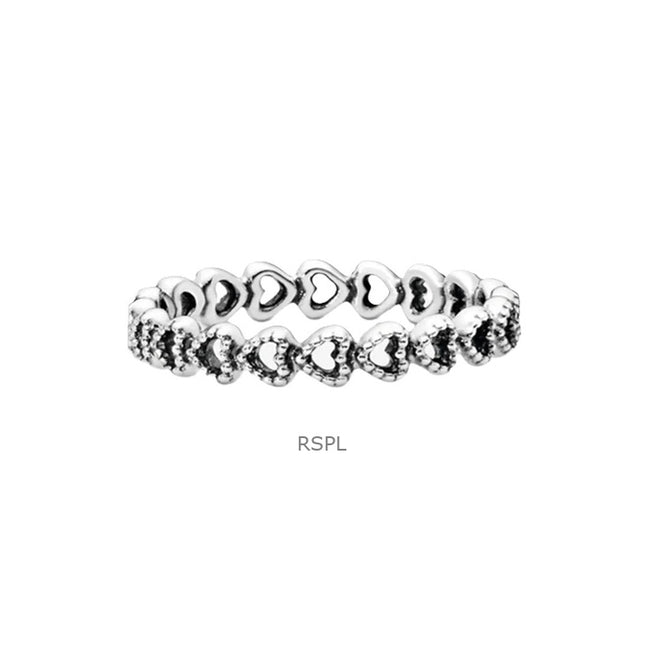 Pandora Band Of Hearts Ring With Clear Beads P-190980-54 For Women