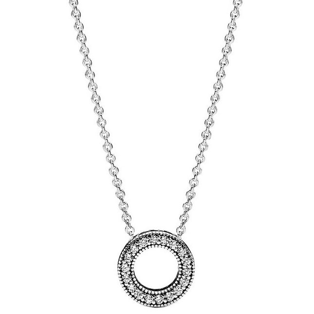 Pandora Logo Pave Circle Collier Necklace 397436CZ-45 For Women