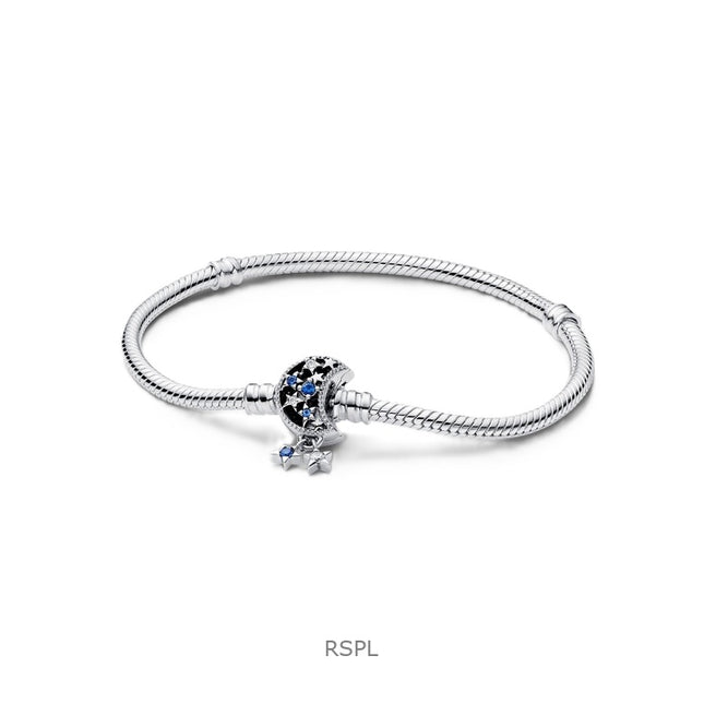 Pandora Moments Sparkling Moon Bracelet With Blue And White Cubic Zirconia P-592819C01-18 For Women