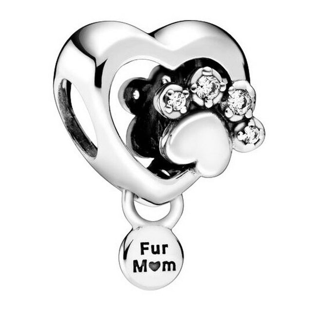 Pandora Sparkling Paw Print And Heart Charm With Clear Cubic Zirconia 798873C01 For Women