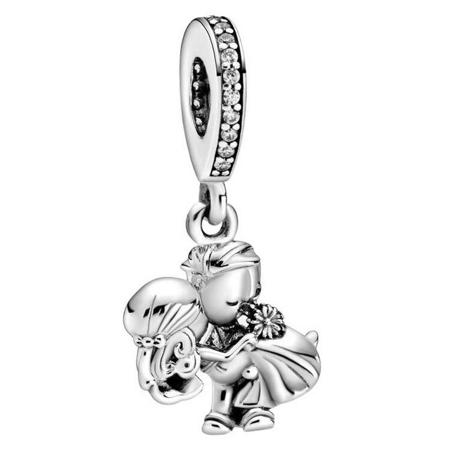 Pandora Married Couple Sterling Silver Dangle Charm With Clear Cubic Zirconia 798896C01 For Women