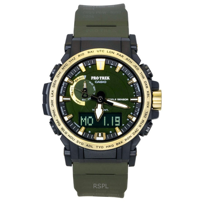 Casio Pro Trek Analog Digital 30th Anniversary Bio-Based Resin Strap Green Dial Solar PRW-61ANS-3 100M Men's Watch