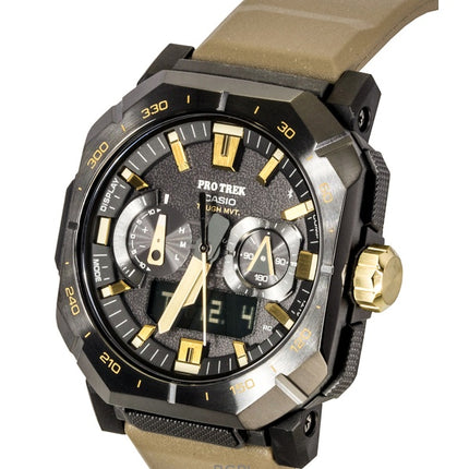 Casio Pro Trek Analog Digital Smartphone Link Brown Rubber Strap Black Dial Solar PRW-B1000-5 100M Men's Watch