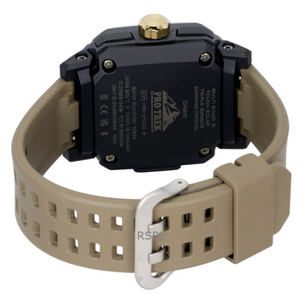 Casio Pro Trek Analog Digital Smartphone Link Brown Rubber Strap Black Dial Solar PRW-B1000-5 100M Men's Watch