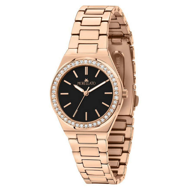 Morellato Ego Black Dial Rose Gold Tone Stainless Steel Quartz R0153164501 Womens Watch