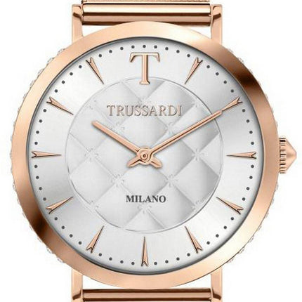 Trussardi T-Motif Crystal Accents White Dial Quartz R2453140503 Womens Watch