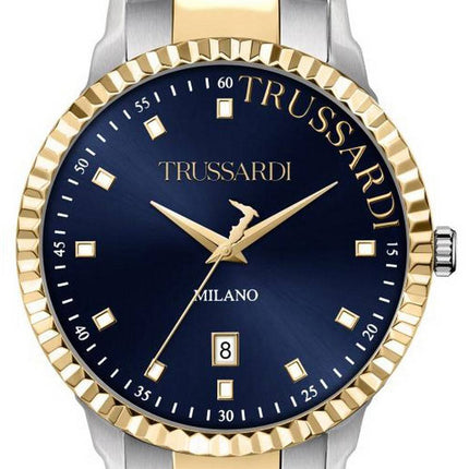 Trussardi T-Bent Blue Dial Two Tone Stainless Steel Quartz R2453141001 Mens Watch
