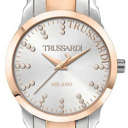 Trussardi T-Bent Crystal Accents Two Tone Stainless Steel Quartz R2453141501 Womens Watch