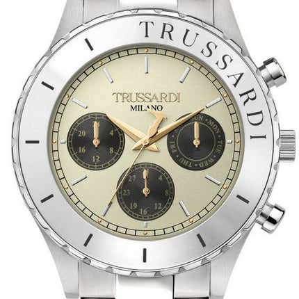 Trussardi T-Logo Beige Dial Stainless Steel Quartz R2453143005 Mens Watch