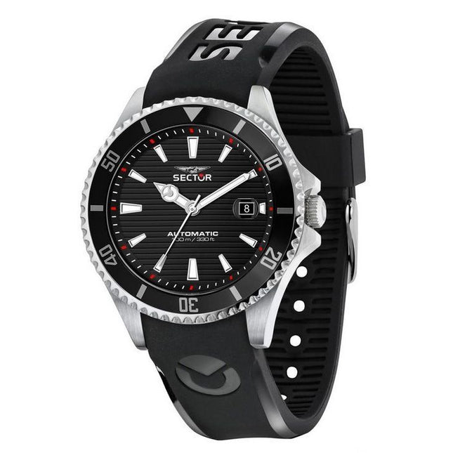 Sector 230 Automatico Silicone Strap Black Dial Automatic R3221161002 100M Mens Watch