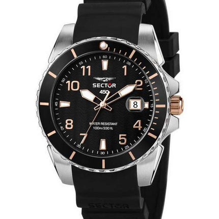 Sector 450 Black Dial Silicon Strap Quartz R3251276006 100M Men's Watch
