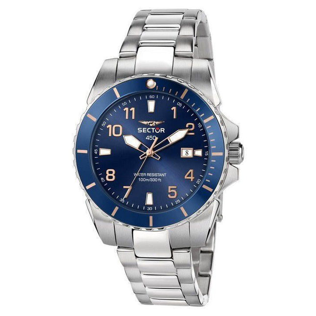 Sector 450 Date And Time Stainless Steel Blue Dial Quartz R3253276010 100M Mens Watch