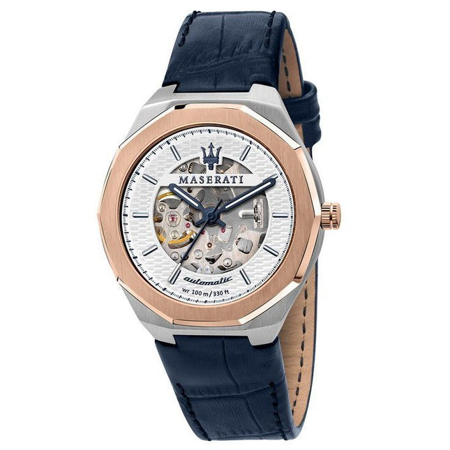 Maserati Stile Limited Edition Leather Strap White Dial Automatic R8821142001 100M Mens Watch