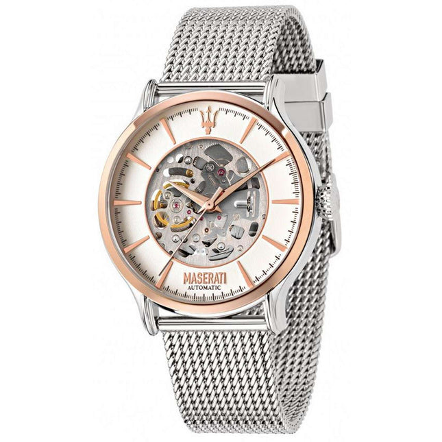 Maserati Epoca Skeleton White Dial Stainless Steel Automatic R8823118004 Mens Watch