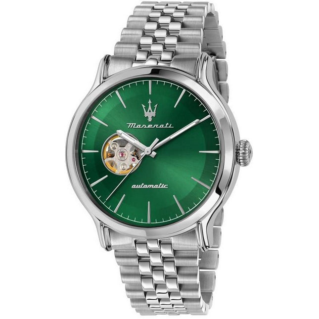 Maserati Epoca Stainless Steel Open Heart Green Dial Automatic R8823118010 100M Men's Watch