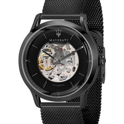 Maserati Ricordo Stainless Steel Mesh Skeleton Green Dial Automatic R8823133004 Men's Watch