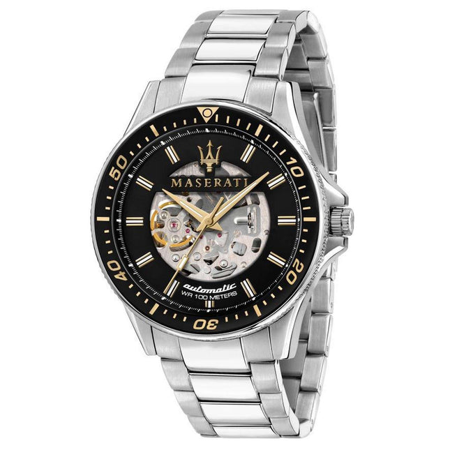 Maserati Sfida Skeleton Black Dial Stainless Steel Automatic R8823140002 100M Mens Watch