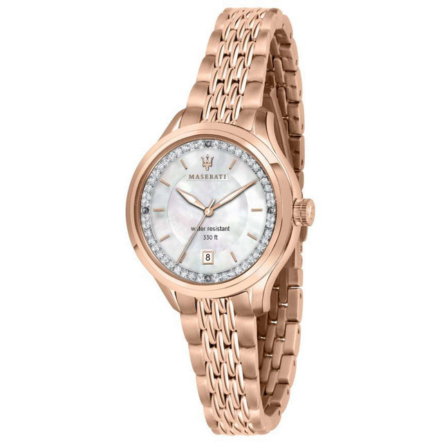 Maserati Traguardo Crystal Accents Mother Of Pearl Dial Quartz R8853112514 100M Womens Watch