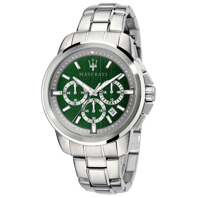 Maserati Successo Chronograph Green Dial Stainless Steel Quartz R8873621017 Mens Watch
