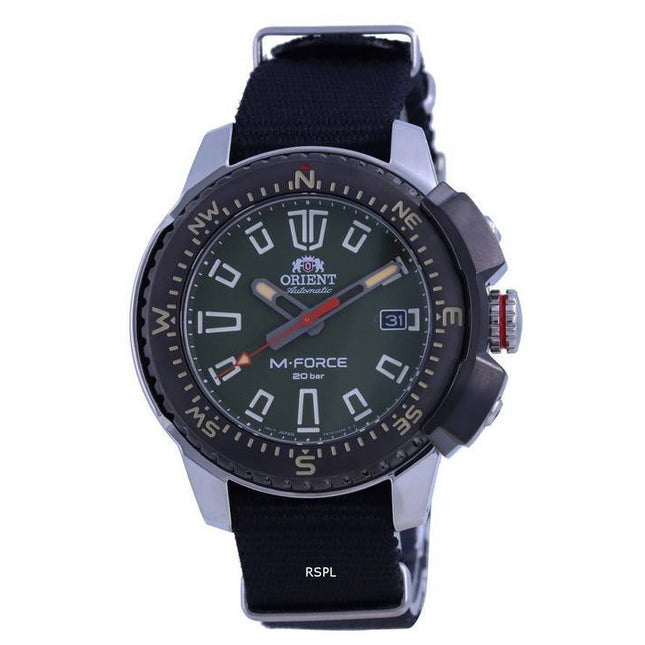 Orient M-Force Green Dial Stainless Steel Automatic Divers RA-AC0N03E10B 200M Mens Watch