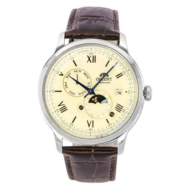 Orient Bambino Version 9 Sun And Moon Phase Champagne Dial Automatic RA-AK0803Y10B RA-AK0803Y30B Men's Watch
