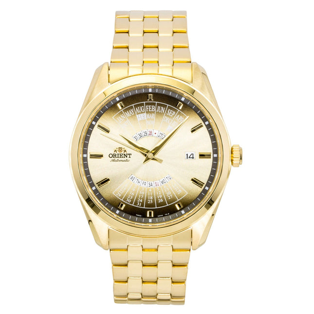 Orient Contemporary Multi Year Calendar Gold Tone Stainless Steel Champagne Dial Automatic RA-BA0001G00C Men's Watch