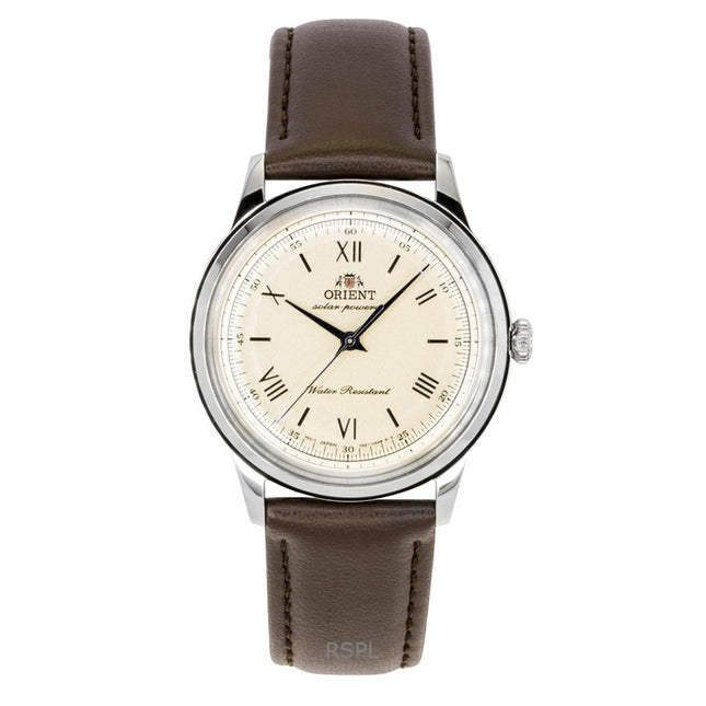 Orient Bambino Leather Strap Champagne Dial Solar RA-WK0003G Men's Watch