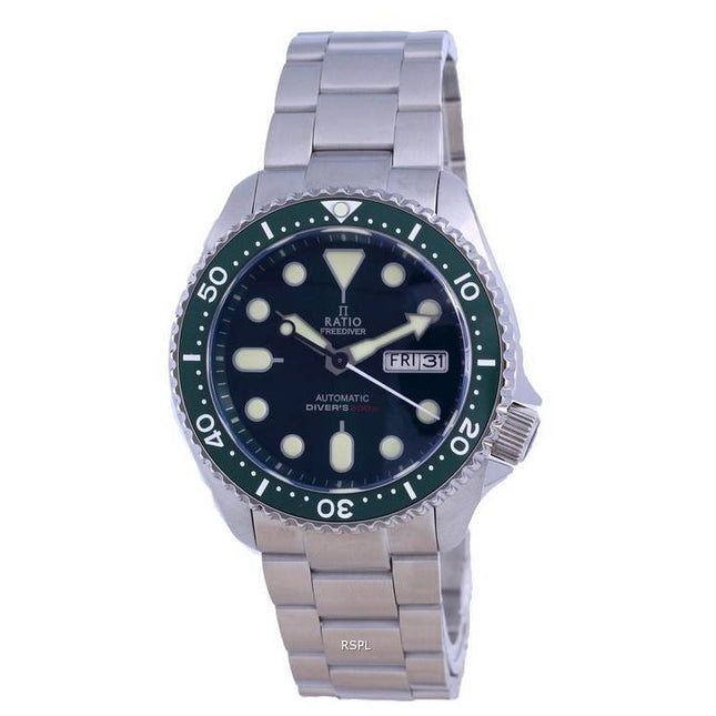Ratio FreeDiver Green Dial Sapphire Crystal Stainless Steel Automatic RTA105 200M Men's Watch