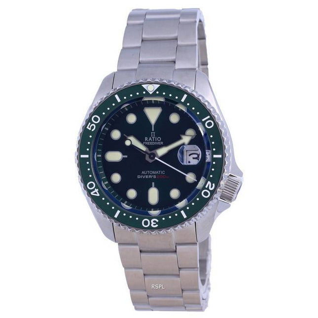 Ratio FreeDiver Green Dial Sapphire Crystal Stainless Steel Automatic RTB205 200M Men's Watch