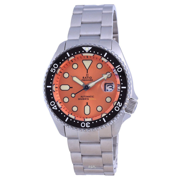 Ratio FreeDiver Orange Dial Sapphire Crystal Stainless Steel Automatic RTB214 200M Men's Watch
