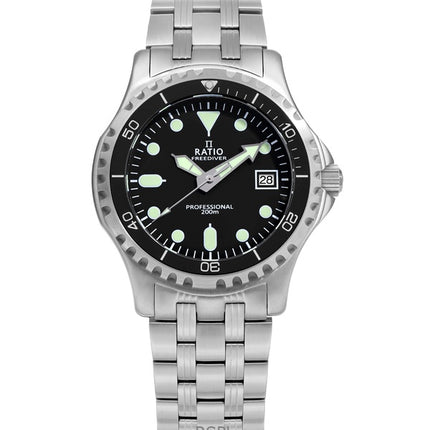 Ratio FreeDiver Professional Sapphire Black Dial Quartz RTF005 200M Men's Watch