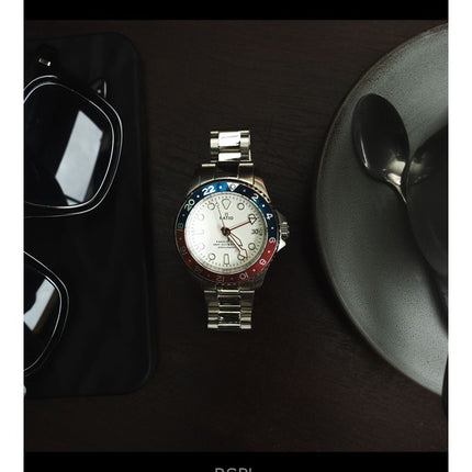 Ratio FreeDiver GMT Series Sapphire Stainless Steel White Dial Blue Red Pepsi Bezel Automatic RTF061 200M Men's Watch