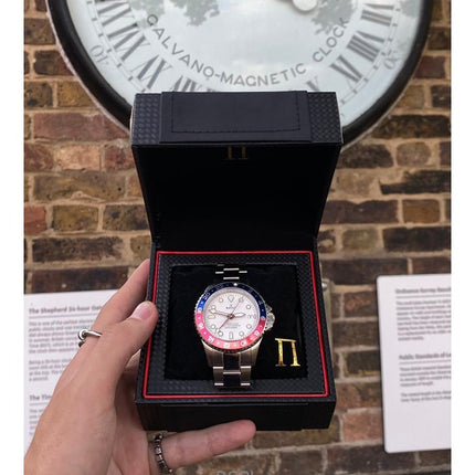 Ratio FreeDiver GMT Series Sapphire Stainless Steel White Dial Blue Red Pepsi Bezel Automatic RTF061 200M Men's Watch