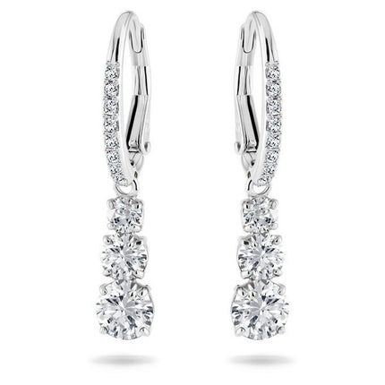 Swarovski Stilla Attract Rhodium Plated And Zirconia Hoop Earrings 5416155 For Women