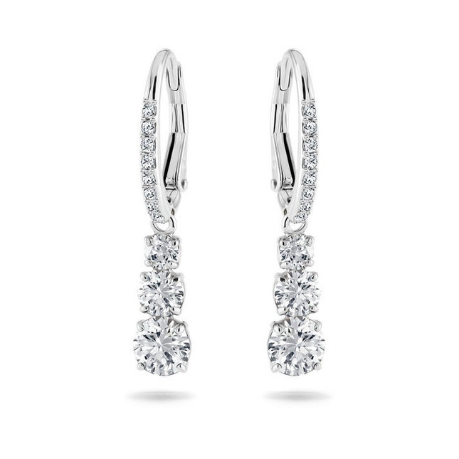 Swarovski Stilla Attract Rhodium Plated And Zirconia Hoop Earrings 5416155 For Women