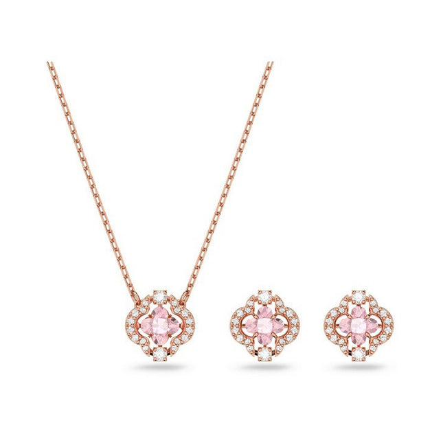Swarovski Una Rose Gold Tone Plated And Zirconia Necklace And Earrings Set 5516488 For Women