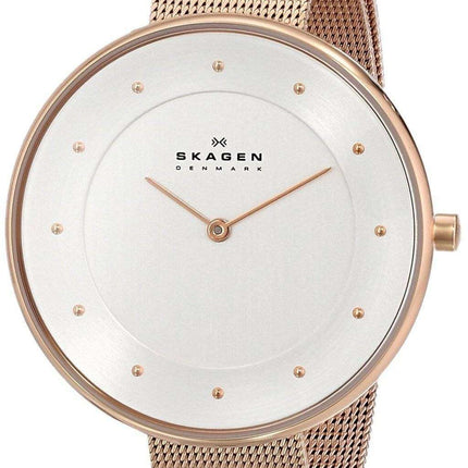 Skagen Silver Dial Rose Gold-Tone Mesh Bracelet SKW2142 Women's Watch