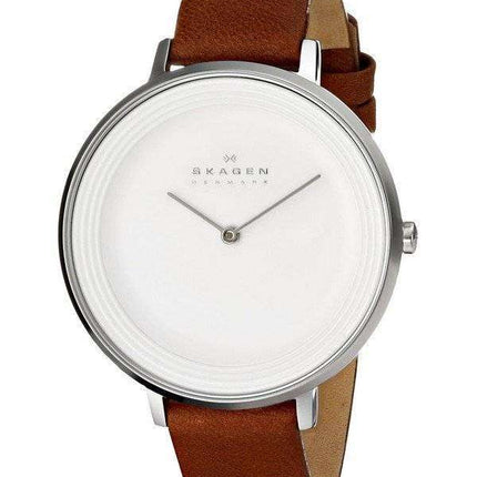 Skagen Ditte Silver Dial Brown Leather SKW2214 Women's Watch