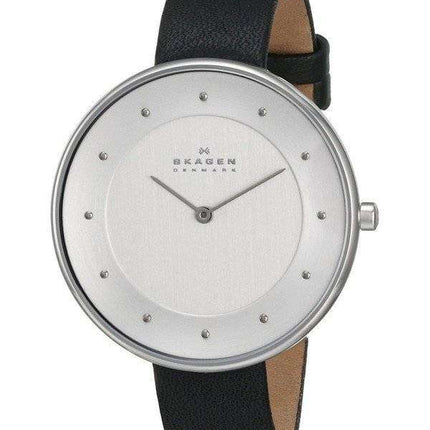 Skagen Gitte White Dial Black Leather SKW2232 Women's Watch