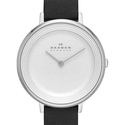 Skagen Ditte Silver Dial Black Leather SKW2261 Women's Watch
