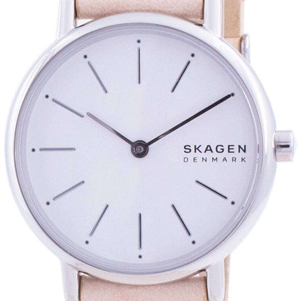 Skagen Signatur White Dial Pink Leather Strap Quartz SKW2839 Women's Watch