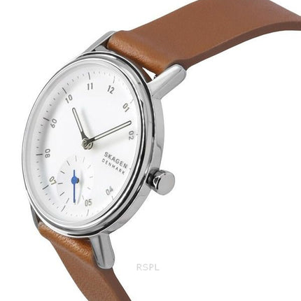 Skagen Kuppel Lille Brown Leather Strap White Dial Quartz SKW3103 Women's Watch