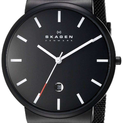 Skagen Ancher Black Dial Black PVD Mesh Bracelet SKW6053 Men's Watch