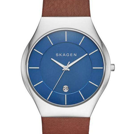 Skagen Grenen Quartz Blue Dial Leather Strap SKW6160 Men's Watch