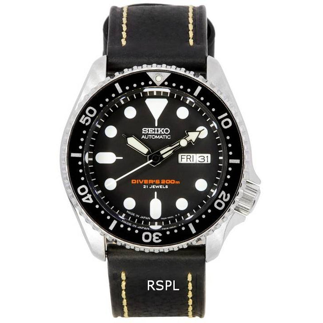 Seiko Automatic Diver's Ratio Black Leather SKX007J1-LS2 200M Men's Watch