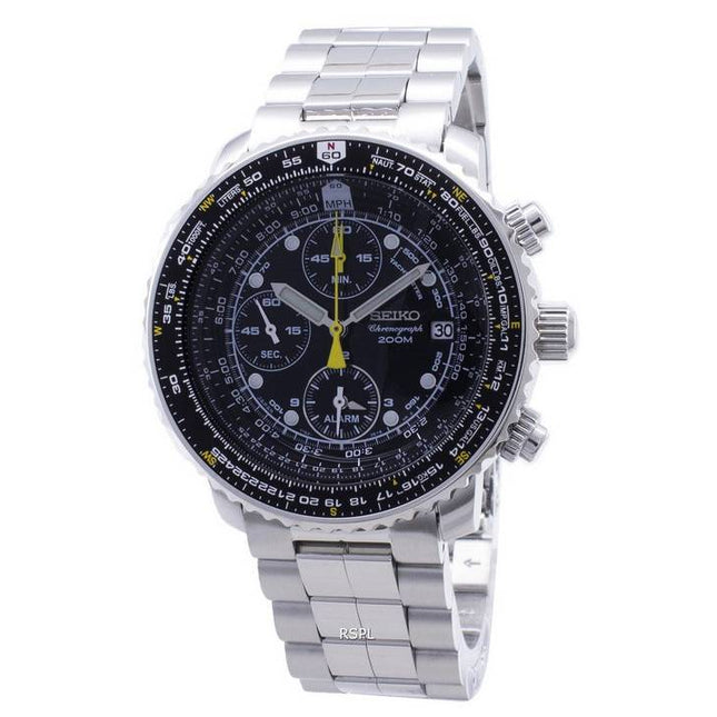 Refurbished Seiko Flightmaster SNA411 SNA411P1 SNA411P Pilot's Flight Alarm Chronograph Men's Watch