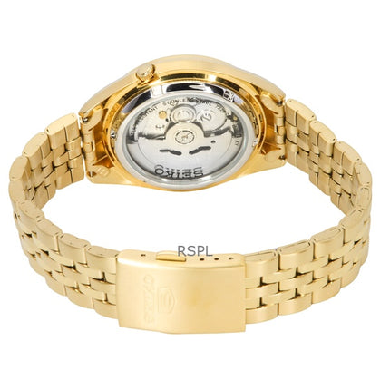 Seiko 5 Gold Tone Stainless Steel White Dial 21 Jewels Automatic SNKL26K1 Mens Watch