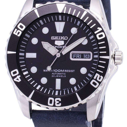 Refurbished Seiko 5 Sports SNZF17K1-var-LS15 Automatic Dark Blue Leather Strap Men's Watch