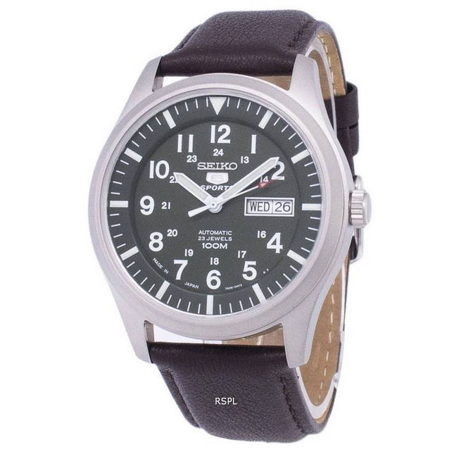 Seiko 5 Sports Automatic Japan Made Ratio Dark Brown Leather SNZG09J1-LS11 Men's Watch
