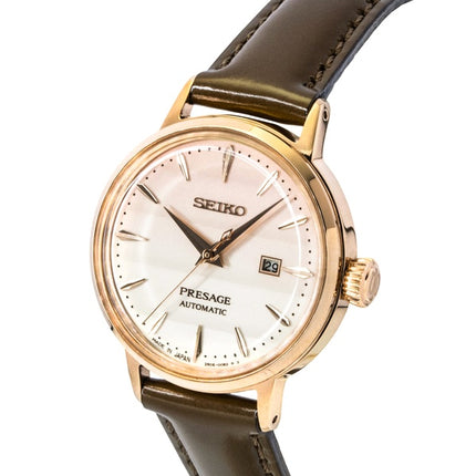 Seiko Presage Cocktail Limited Edition Leather Strap Rose Gold Dial Automatic SRE014J1 Women's Watch